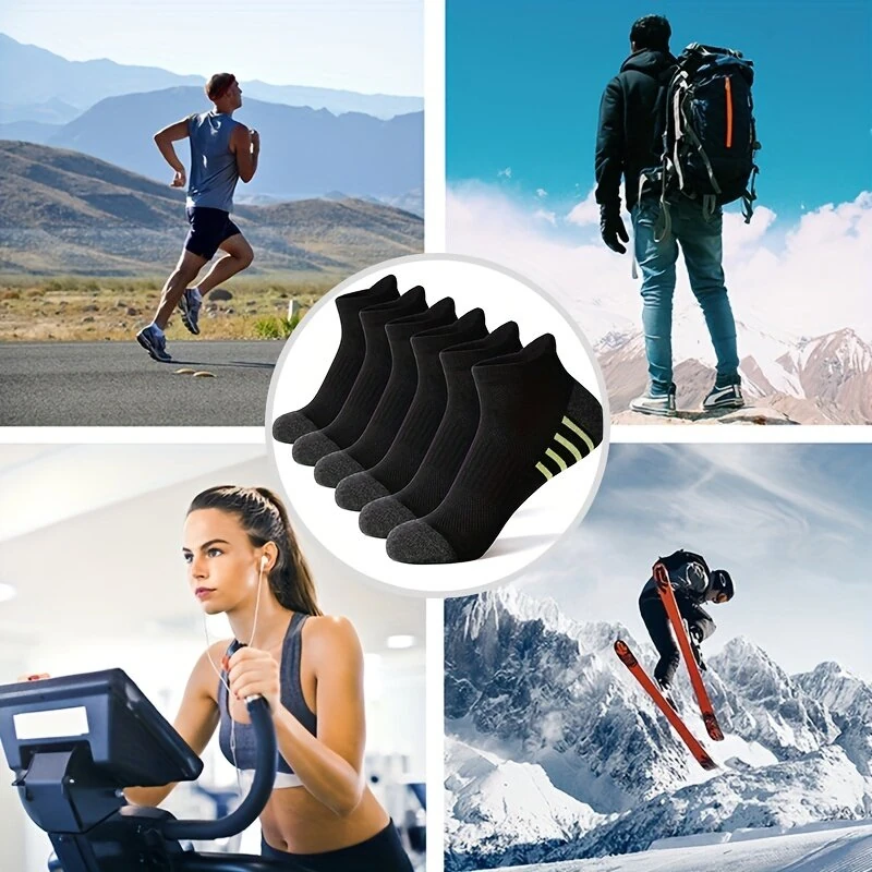 12 Pairs Men's Stripe Ankle Socks Casual Breathable Mesh Soft Comfortable Low Cut Elastic Fitness Sports Short Sock — view 5