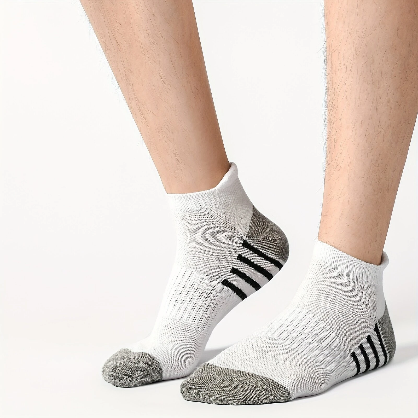 12 Pairs Men's Stripe Ankle Socks Casual Breathable Mesh Soft Comfortable Low Cut Elastic Fitness Sports Short Sock — view 6