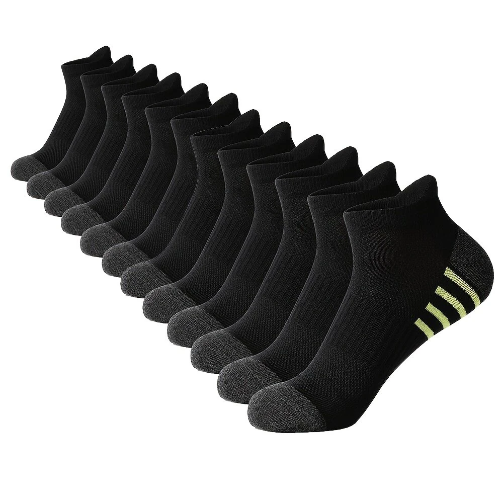 12 Pairs Men's Stripe Ankle Socks Casual Breathable Mesh Soft Comfortable Low Cut Elastic Fitness Sports Short Sock — view 8