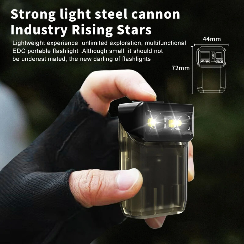 1200MAh EDC Keychain Type-C Fast Charging 81g Digital Power Display Rechargeable Cap Lights Clip On Hat Mini Torch 180° Rotation Flashlight Tactical LED Searchlight for Running,Camping,Cycling — view 5