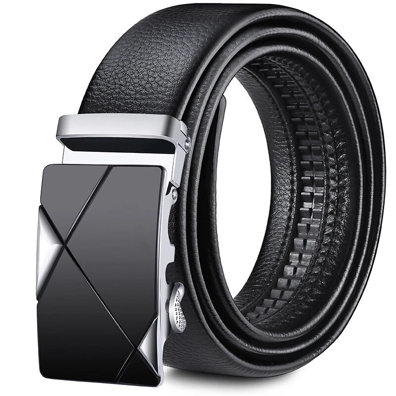 120cm Fashionable Business Casual Men's Belt Auto metal Buckle PU Leather Adjustable Pants Waistband for Male