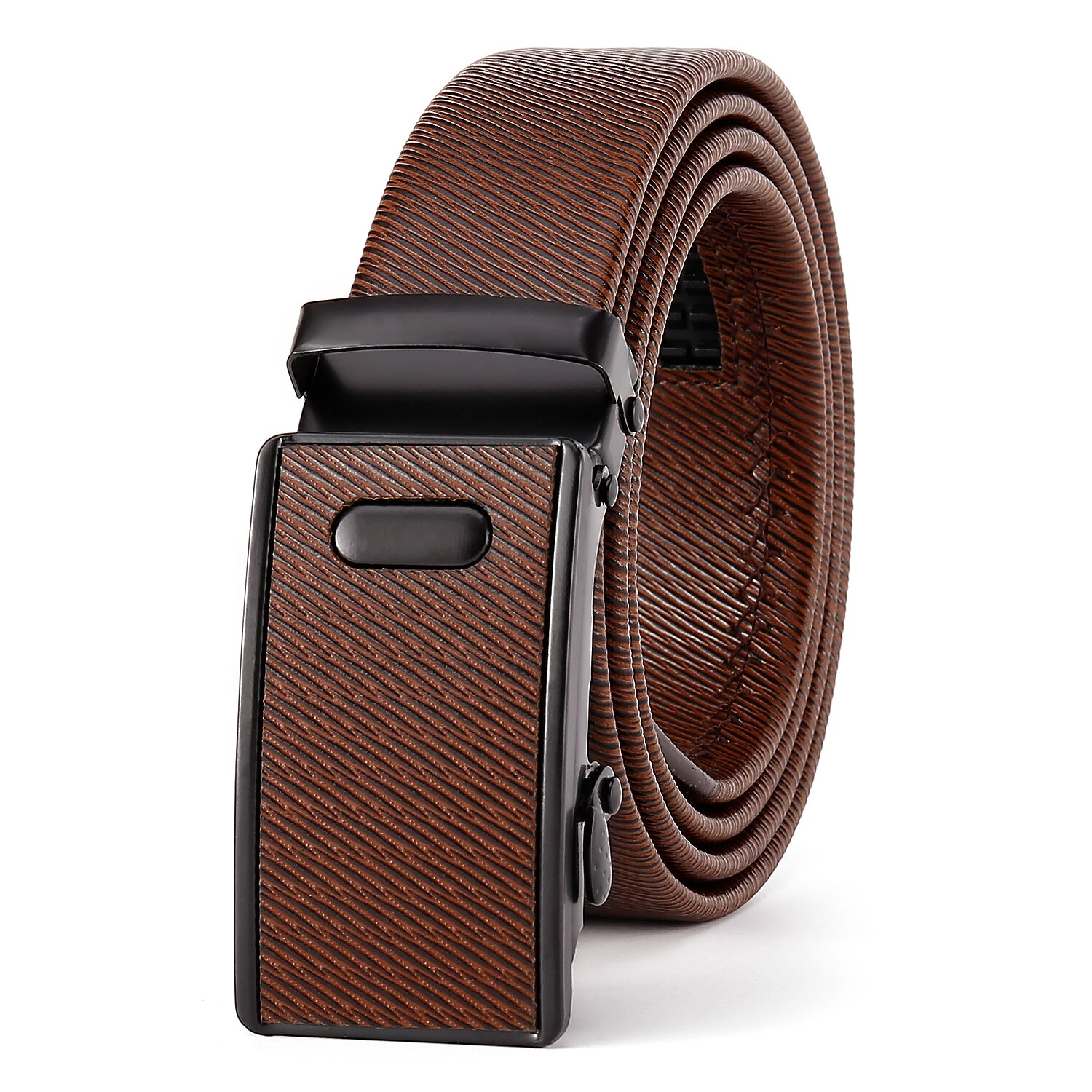 120cm Men's PU Leather Belt Casual Auto Buckle Adjustable Waistband Simple Fashion Business Male Pants Belt — view 3