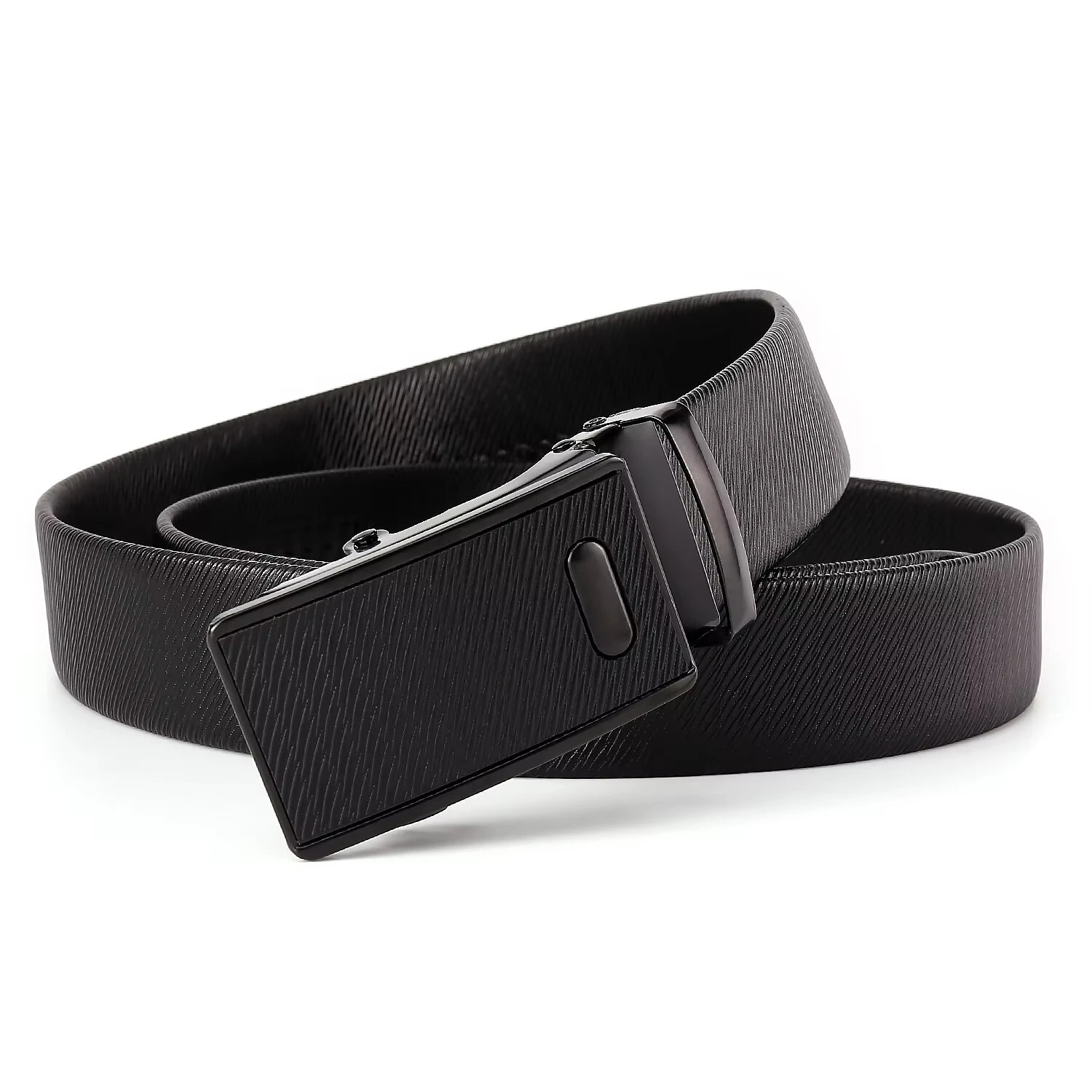 120cm Men's PU Leather Belt Casual Auto Buckle Adjustable Waistband Simple Fashion Business Male Pants Belt — view 4