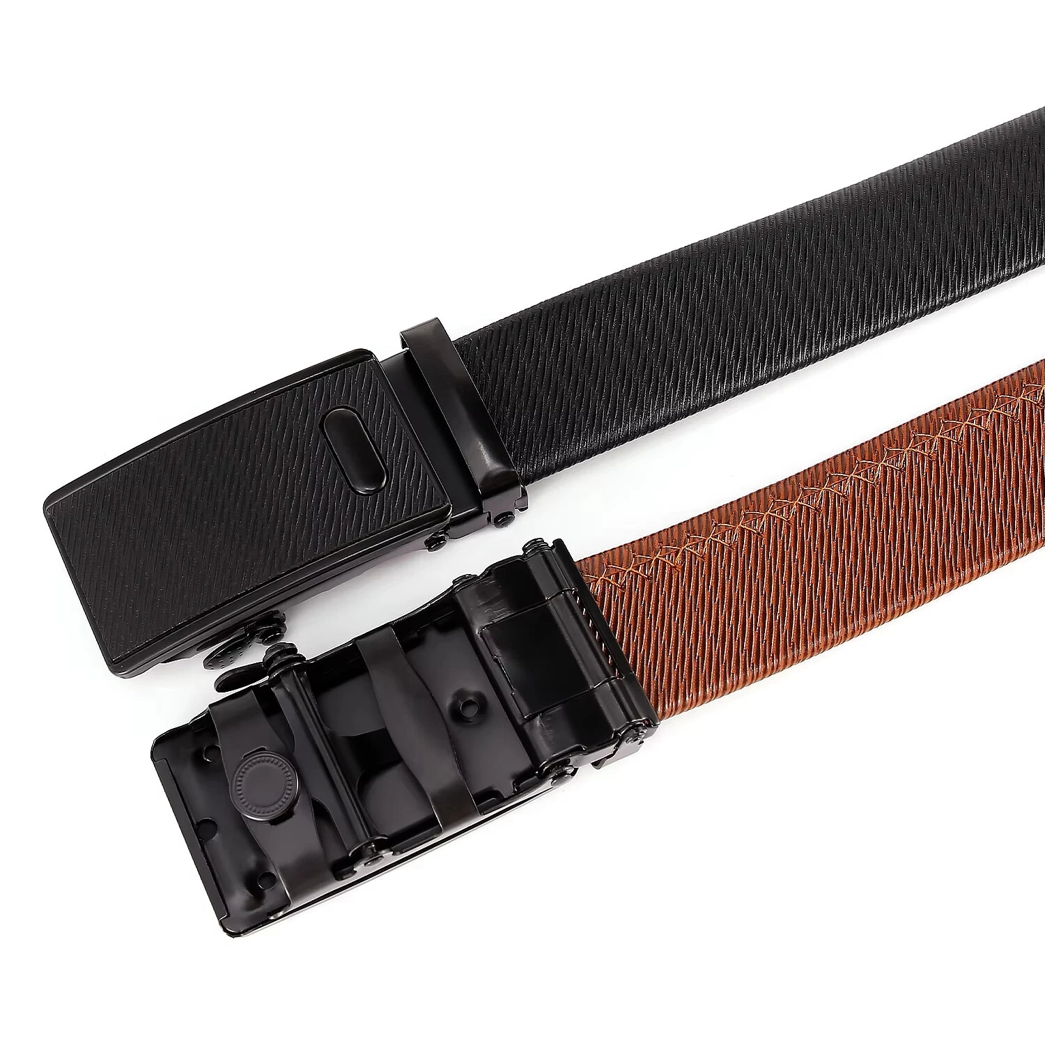 120cm Men's PU Leather Belt Casual Auto Buckle Adjustable Waistband Simple Fashion Business Male Pants Belt — view 7