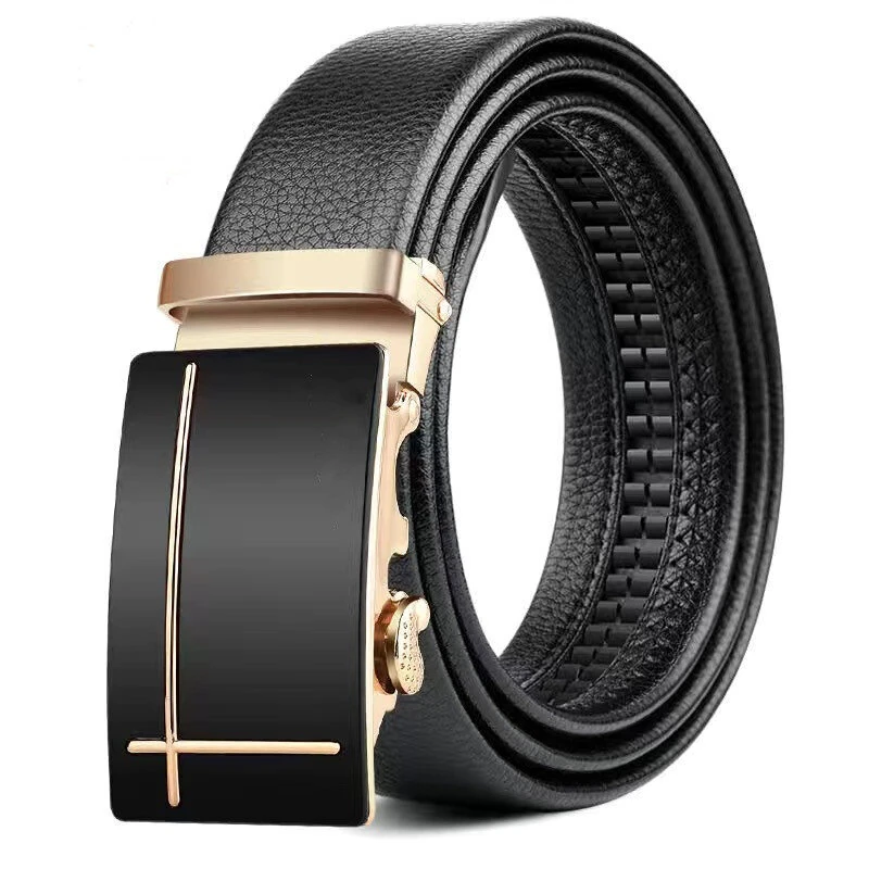 120cm PU Leather Auto Buckle Men's Belt Business Casual Classic Waistband Versatile Trend Male Pants Belt