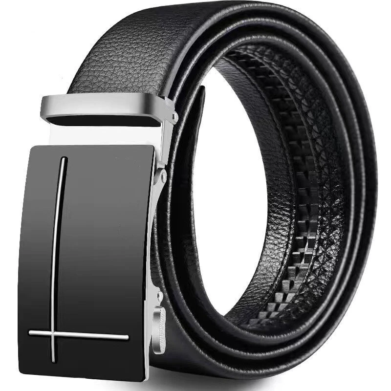 120cm PU Leather Auto Buckle Men's Belt Business Casual Classic Waistband Versatile Trend Male Pants Belt — view 2