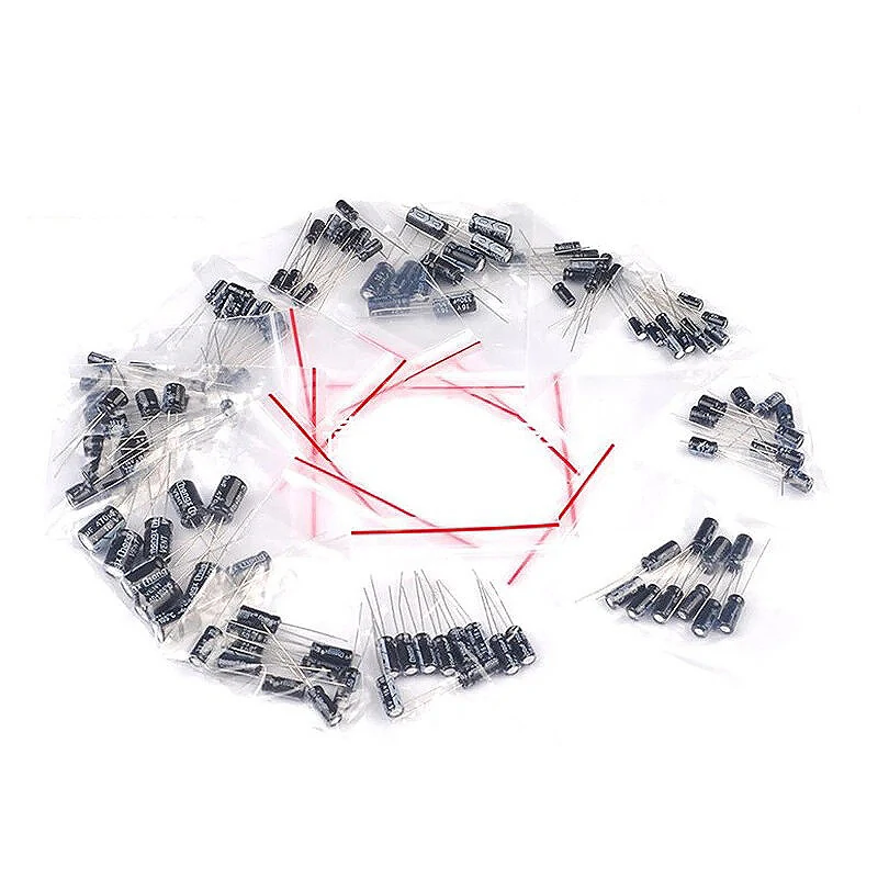 120PCS 12 Values 0.22UF-470UF In-line Electrolytic Capacitor Assortment Kit — view 2