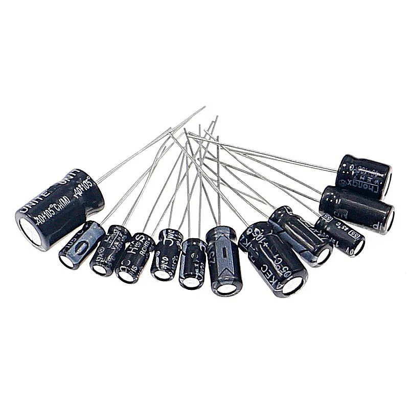 120PCS 12 Values 0.22UF-470UF In-line Electrolytic Capacitor Assortment Kit — view 4