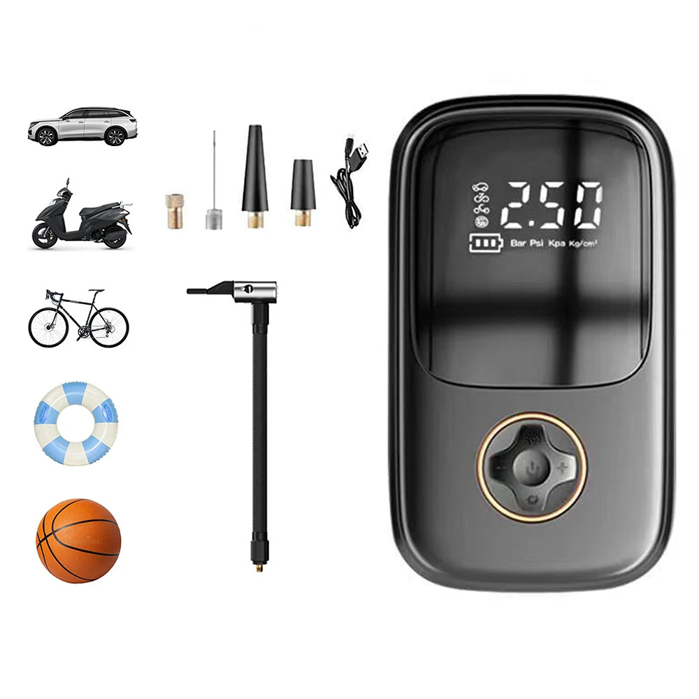120W Portable Wireless Air Pump 1800mAh Battery 4 Inflation Modes Type-C Rechargeable Mini Power Bank Bike Pump for Bicycle Car Motorbike Football — Pricio
