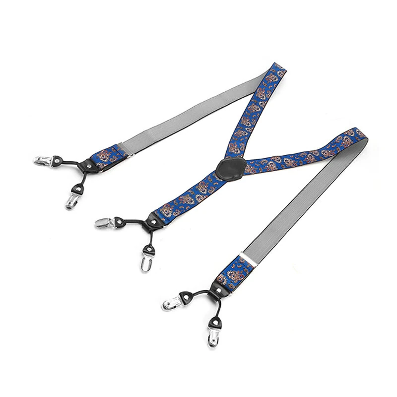 125CM Men's Fashion Suspenders Adjustable Strappy Y-Back, Business Print High Elastic Suspenders with 6 Clips — view 3