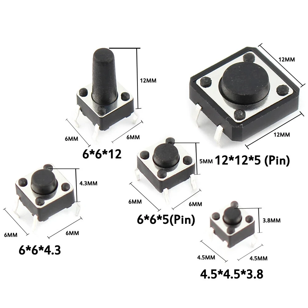 125pcs/Lot Touch Switch/Micro Switch /Push Buttons Switches 25 Types Assorted Kit 2*4/3*6/4*4/6*6 for DIY Tool Package — view 3