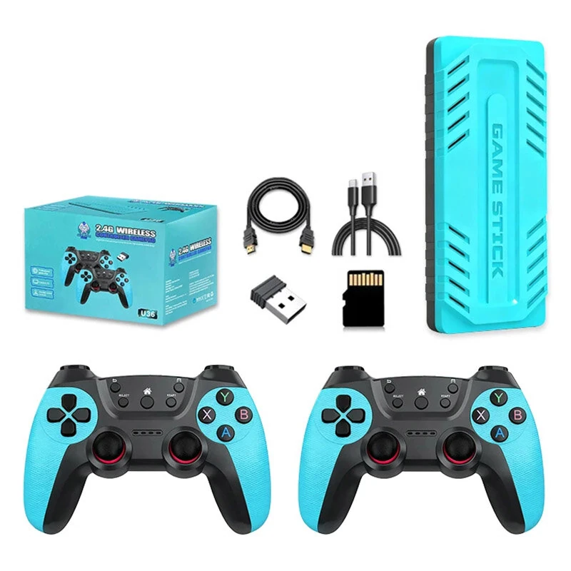 [128G] U36 50000+ Games TV Game Console Quad-core S905 4K HD Game Stick with Dual 2.4G Wireless Controllers Retro Game Player Console