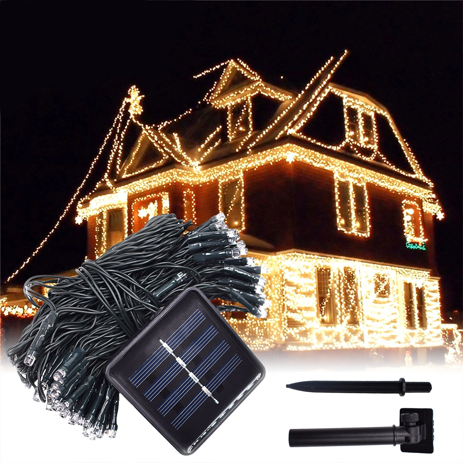 12M 100LED Solar Powered Fairy String Light Christmas Holiday Party Outdoor Gard — view 2