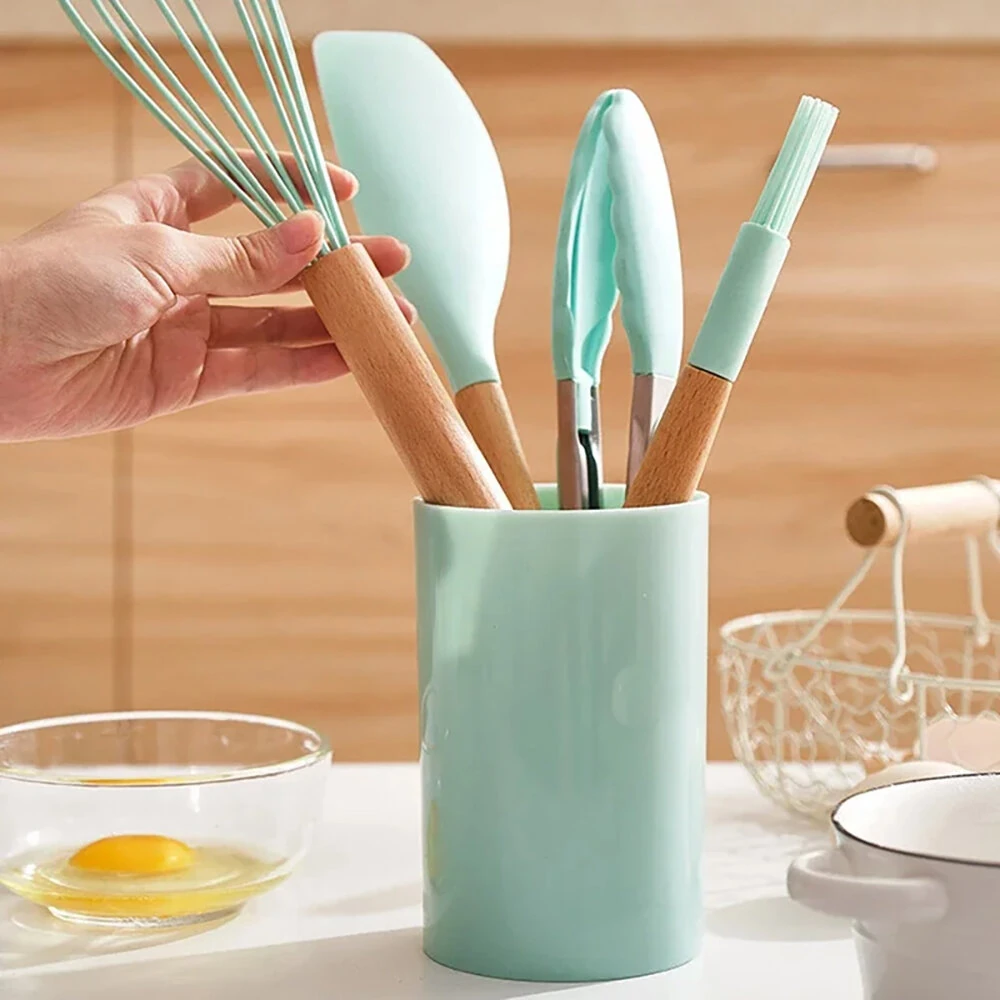 12PCS Food Grade Silicone Kitchenware Cutlery Turner Spatula Measuring Spoon Practical Cooking Tools Kitchen Cutlery Set — view 4