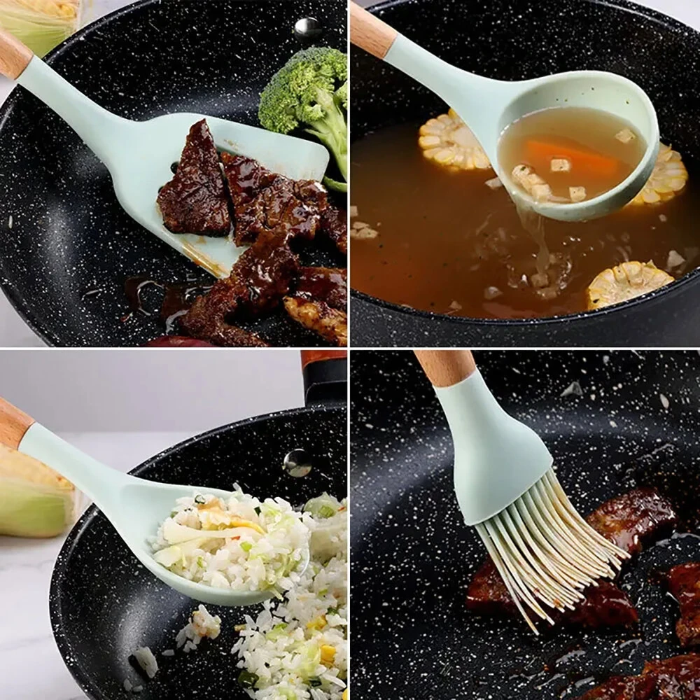 12PCS Food Grade Silicone Kitchenware Cutlery Turner Spatula Measuring Spoon Practical Cooking Tools Kitchen Cutlery Set — view 6