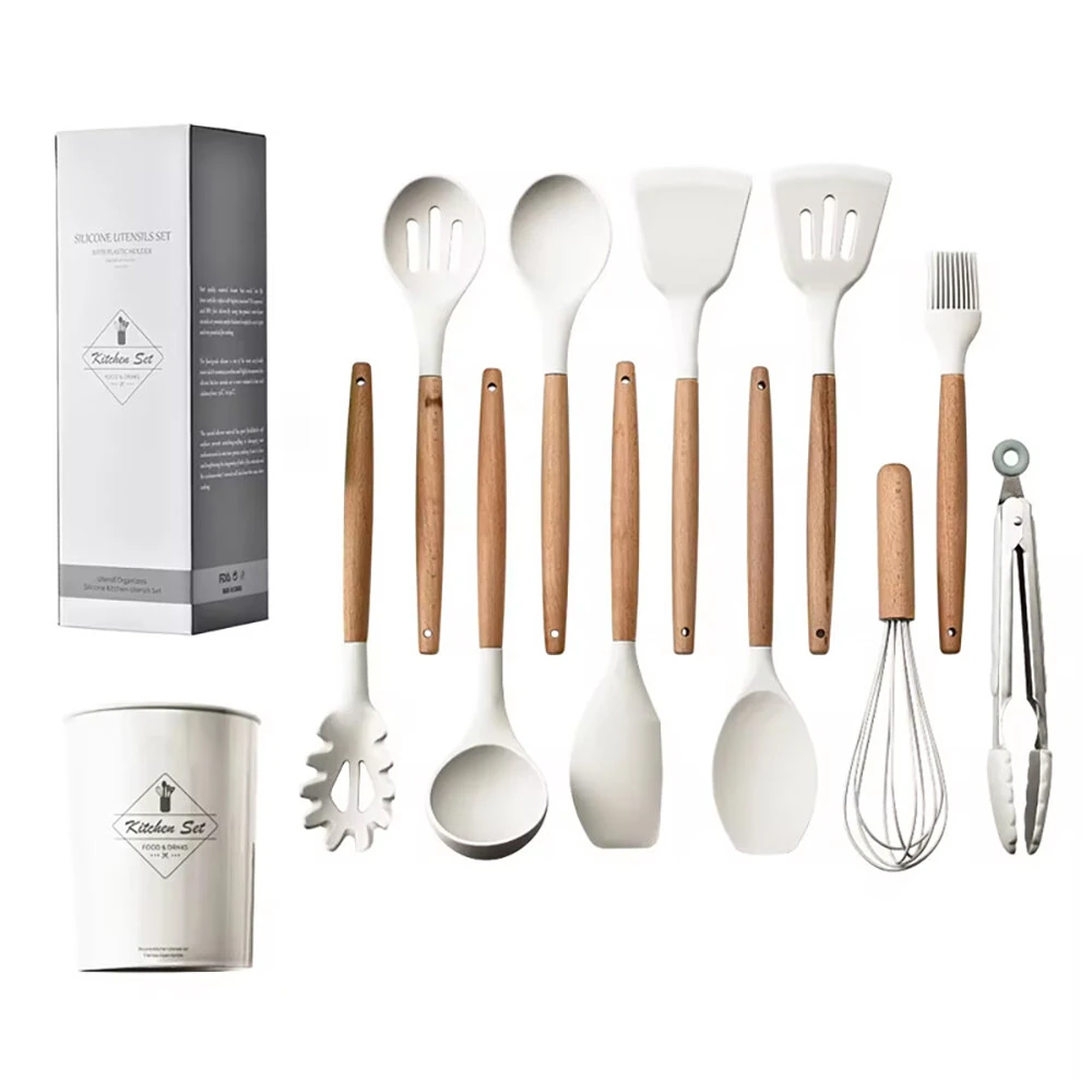 12PCS Food Grade Silicone Kitchenware Cutlery Turner Spatula Measuring Spoon Practical Cooking Tools Kitchen Cutlery Set — view 9