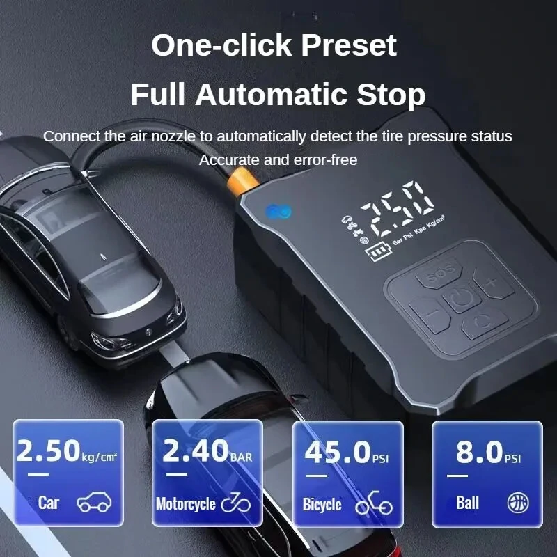12V 150PSI Car Tire Inflator 100W Electric Air Pump Mini Air Compressor Electric Air Pump For Motorcycle Bicycle — view 4
