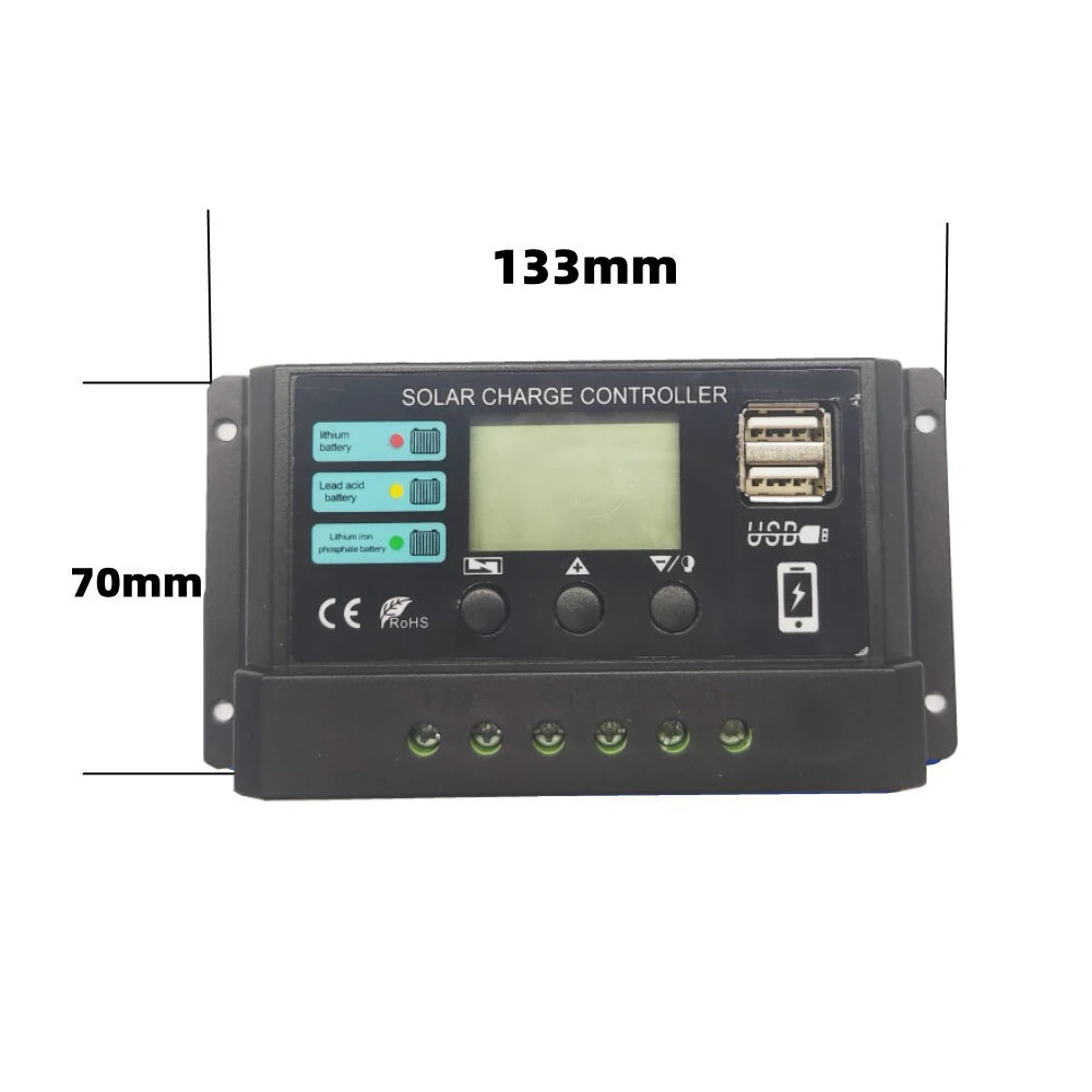 12V 24V 10A 20A 30A 40A 50A PWM Solar Charge Controller LCD Display — view 3