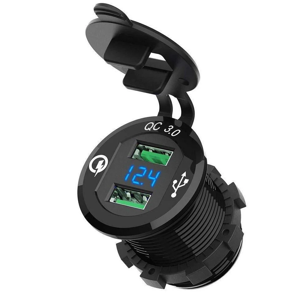 12V-24V QC3.0 Dual USB Quick Charger Socket For Automobile Car Boat Motorcycle Vehicle — Pricio