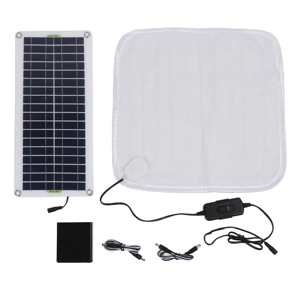 12V 50W Solar Panel with Electric Heating Blanket Waterproof DC Interface Monocrystalline Silicon Energy Storage for Outdoor Camping — image 1