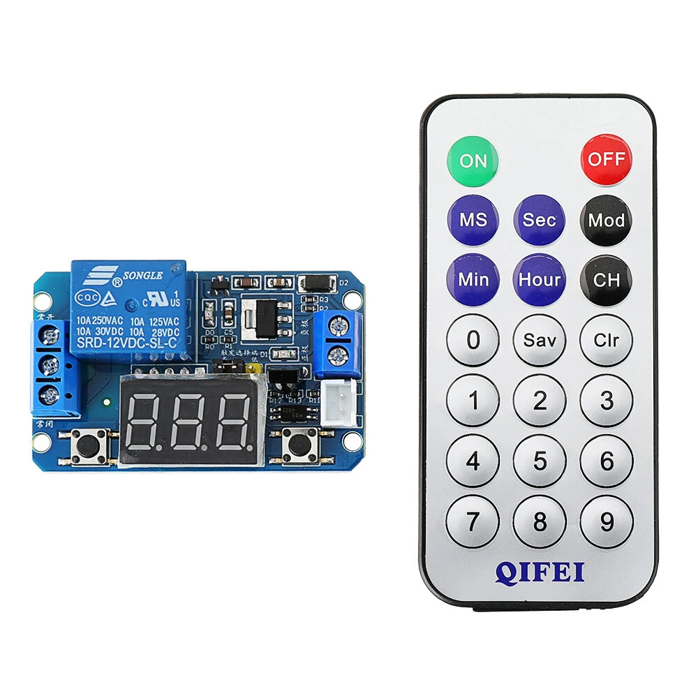 12V DC Infrared Remote Control Full-function Precision Delay Cycle Timing Relay