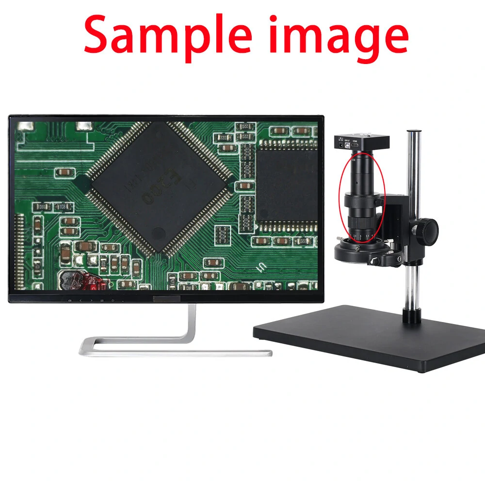 130X 180X 300X Industrial Adjustable Monocular Zoom CS C mount Lens HDMI-compatible Video Microscope Camera — view 6