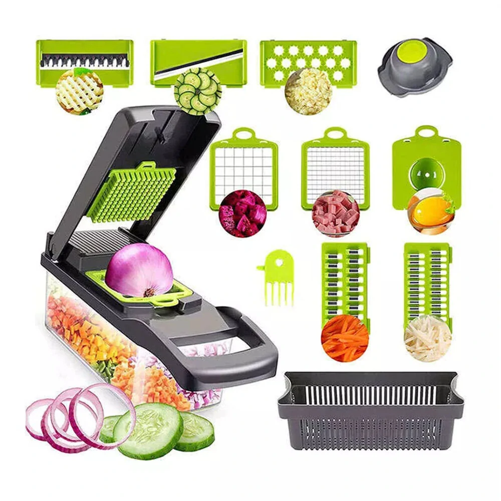 14-in-1 Vegetable Slicer Multifunctional Eco-Friendly Compact Kitchen Tool with Stainless Steel Blades Perfect for Efficient Chopping Shredding Slicing Fruits and Vegetables — view 3