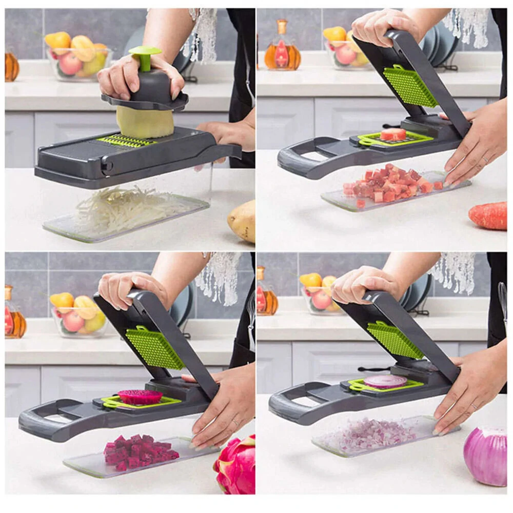 14-in-1 Vegetable Slicer Multifunctional Eco-Friendly Compact Kitchen Tool with Stainless Steel Blades Perfect for Efficient Chopping Shredding Slicing Fruits and Vegetables — view 8