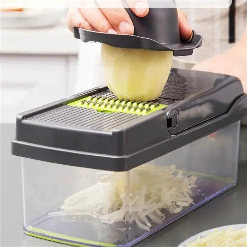14-in-1 Vegetable Slicer Multifunctional Eco-Friendly Compact Kitchen Tool with Stainless Steel Blades Perfect for Efficient Chopping Shredding Slicing Fruits and Vegetables — view 9