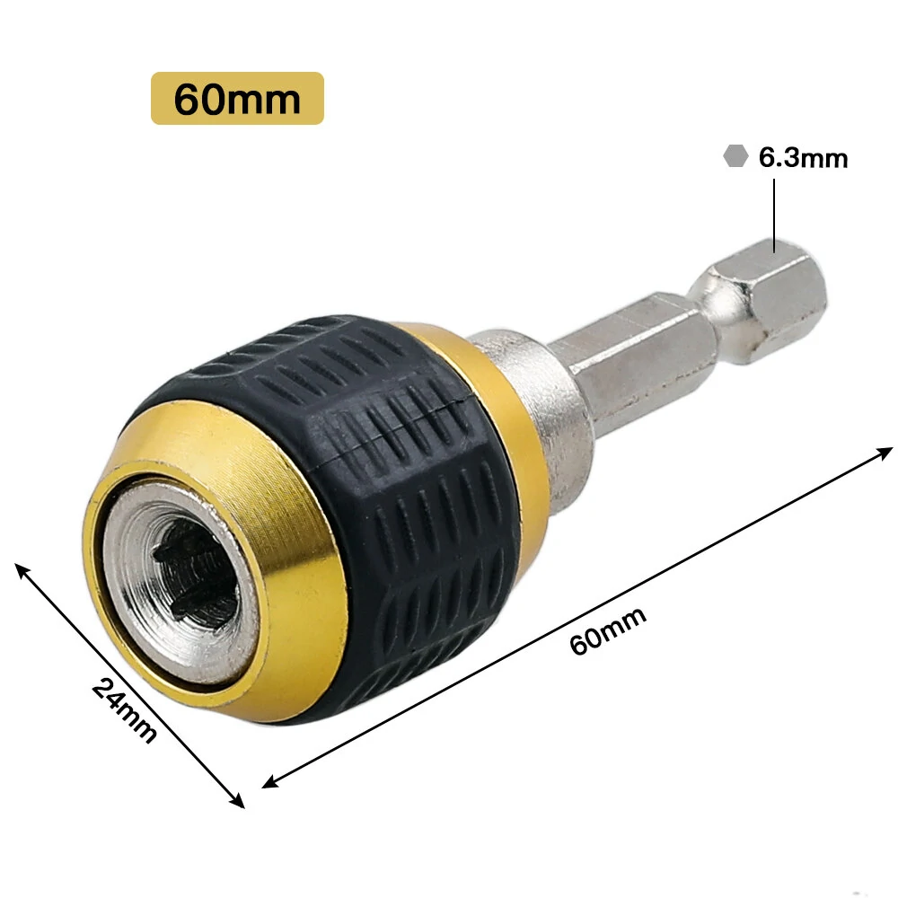 1/4 Inner Hex 60mm Hexagonal Shank Quick Coupling Power Tool Accessories Electric Drills Adapters Drill Bit Holder Parts — view 7
