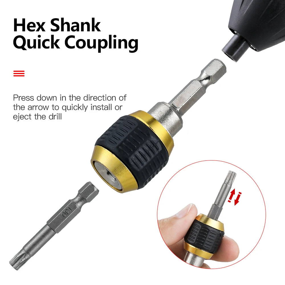 1/4 Inner Hex 60mm Hexagonal Shank Quick Coupling Power Tool Accessories Electric Drills Adapters Drill Bit Holder Parts — view 8