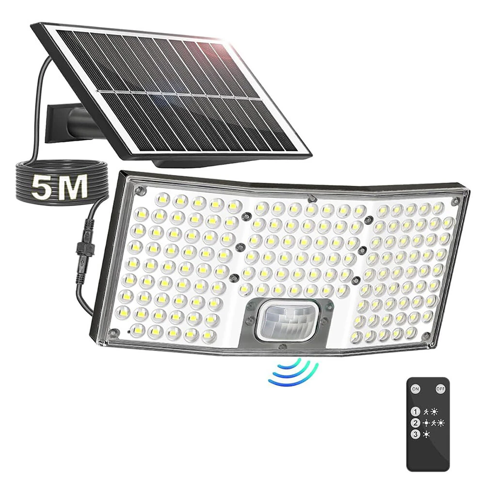 146 LED Solar Flood Light with Motion Sensor Split Design 3 Modes Outdoor Security Lighting IP65 Waterproof Remote Control — Pricio
