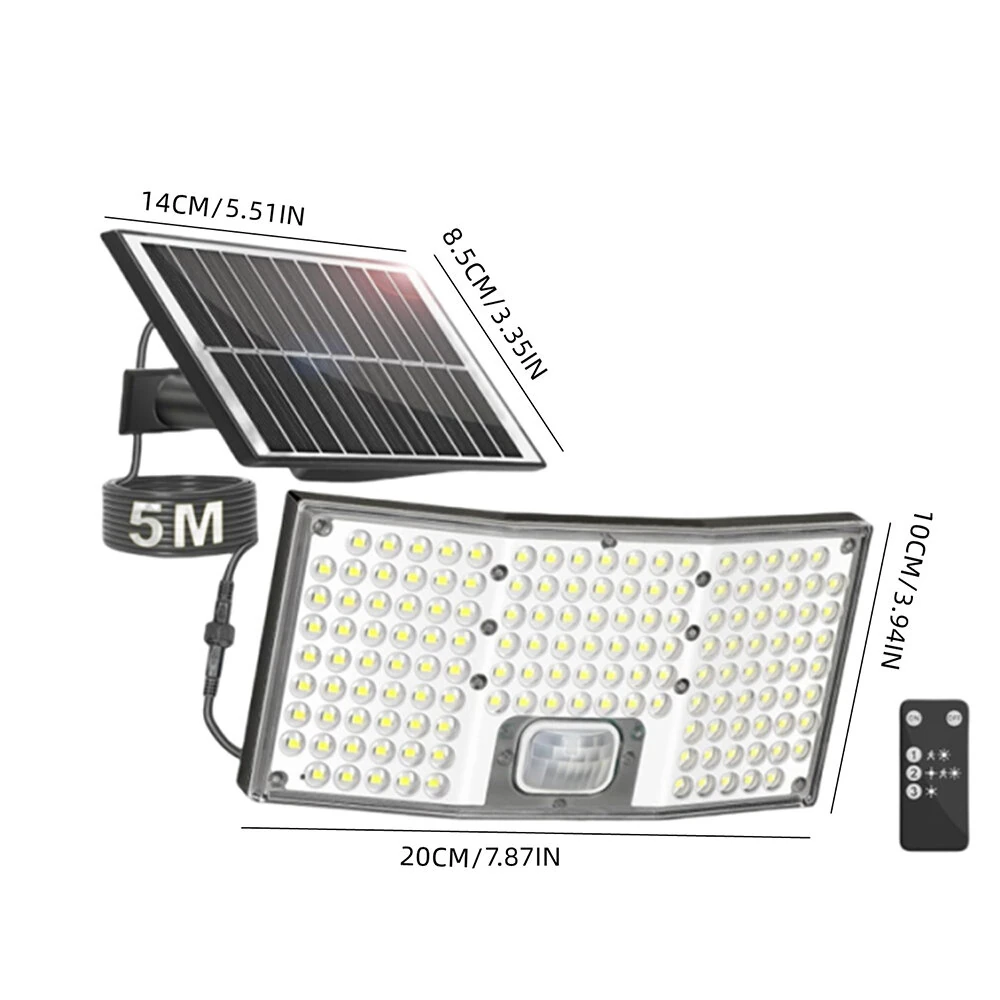 146 LED Solar Flood Light with Motion Sensor Split Design 3 Modes Outdoor Security Lighting IP65 Waterproof Remote Control — view 9