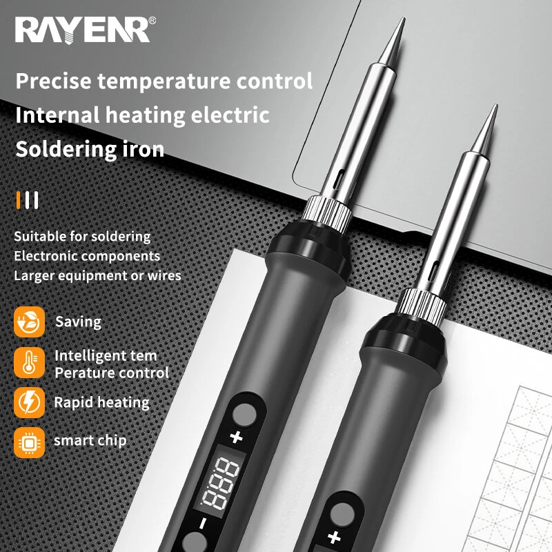 15 in 1 Rayenr Digital Soldering Iron 60W Temperature Control Ceramic Heating Rapid Heating 1.2m Cord Soldering Kit — view 4