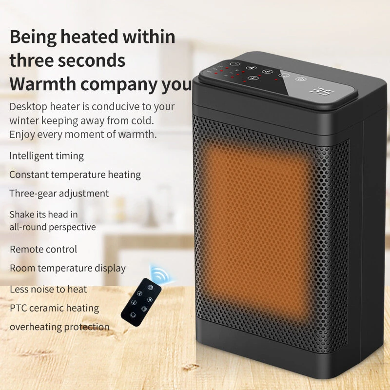 1500W Remote Control Space Heater 3 Gear PTC Ceramic Heating Long-Range Remote Adjustable Thermostat Compact Electric Heater for Home Office — view 3