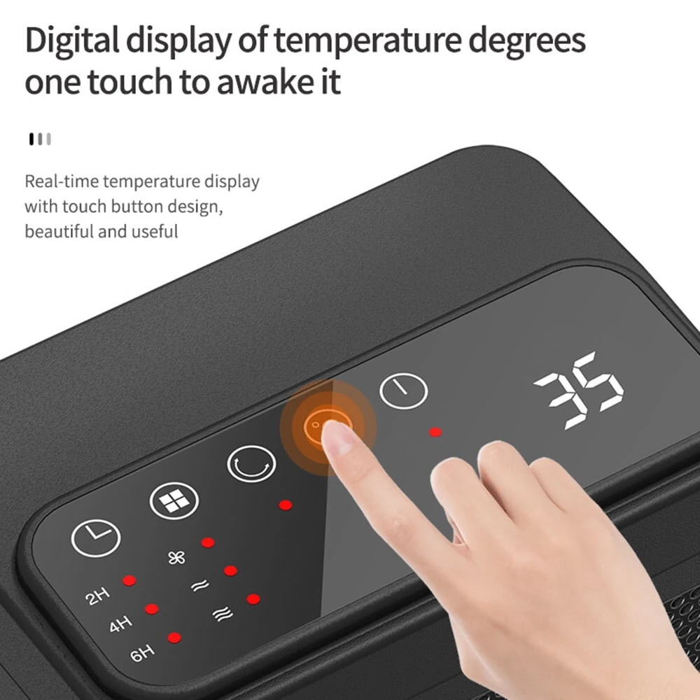 1500W Remote Control Space Heater 3 Gear PTC Ceramic Heating Long-Range Remote Adjustable Thermostat Compact Electric Heater for Home Office — view 4