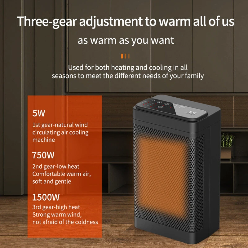 1500W Remote Control Space Heater 3 Gear PTC Ceramic Heating Long-Range Remote Adjustable Thermostat Compact Electric Heater for Home Office — view 5