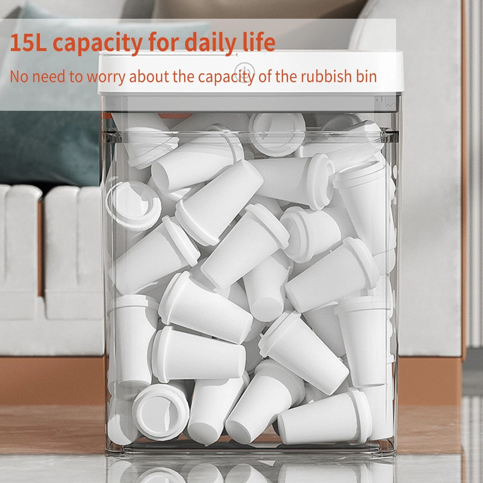 15L Automatic Trash Can with Smart Sensor Easy Fast Packing Non-contact Trash Can with Lid Waterproof Sensor Trash Can for Kitchen Bathroom Office — view 6