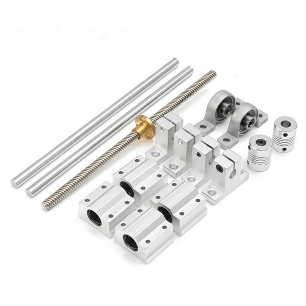 15pcs 400mm CNC Parts Optical Axis Guide Bearing Housings Aluminum Rail Shaft Support Screws Set — Machifit