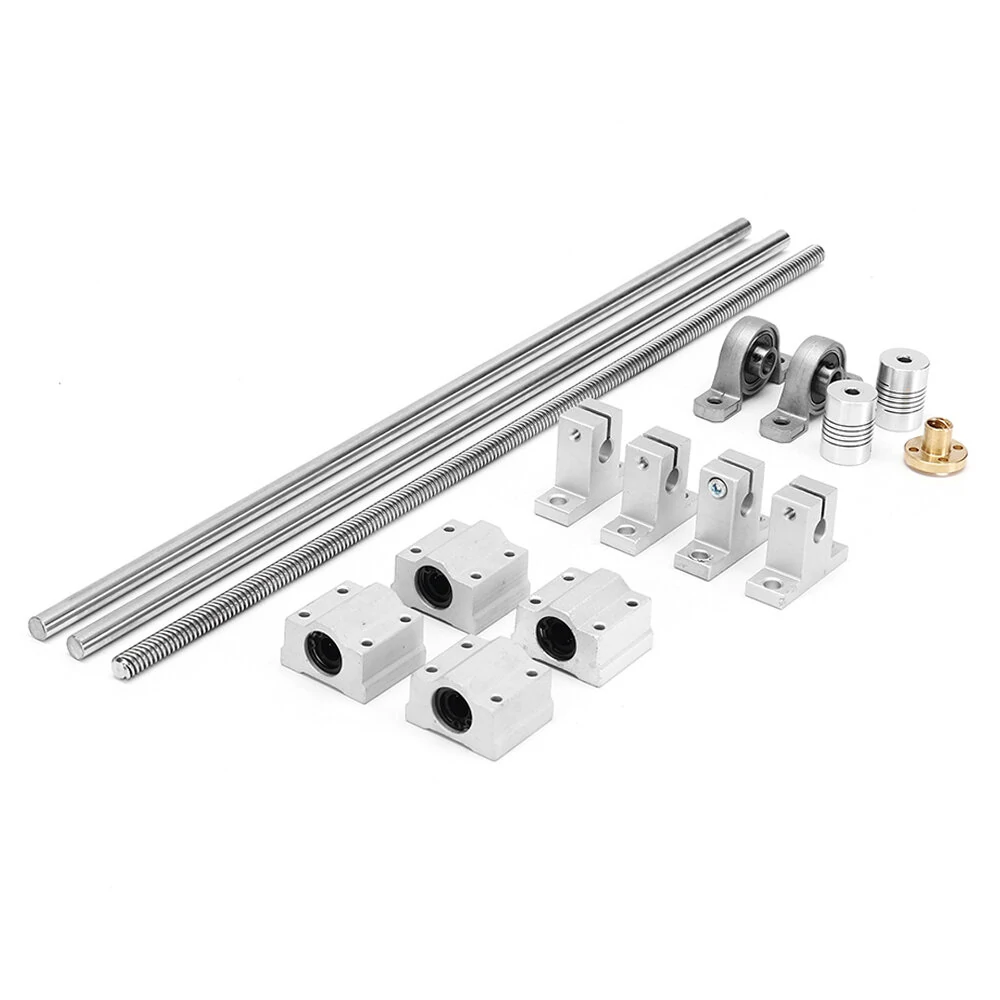 15pcs 400mm CNC Parts Optical Axis Guide Bearing Housings Aluminum Rail Shaft Support Screws Set — view 3