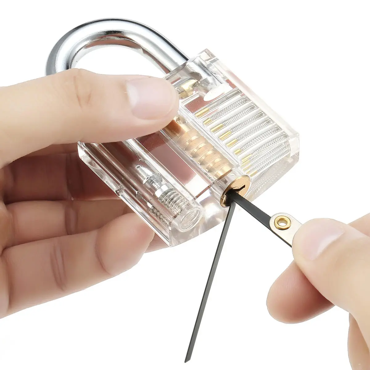 15Pcs Lock Picks Set Key Extractor Tool Unlocking Practice with Transparent Practice Padlock — view 4