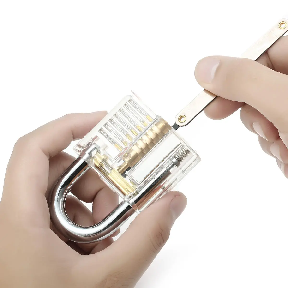 15Pcs Lock Picks Set Key Extractor Tool Unlocking Practice with Transparent Practice Padlock — view 5