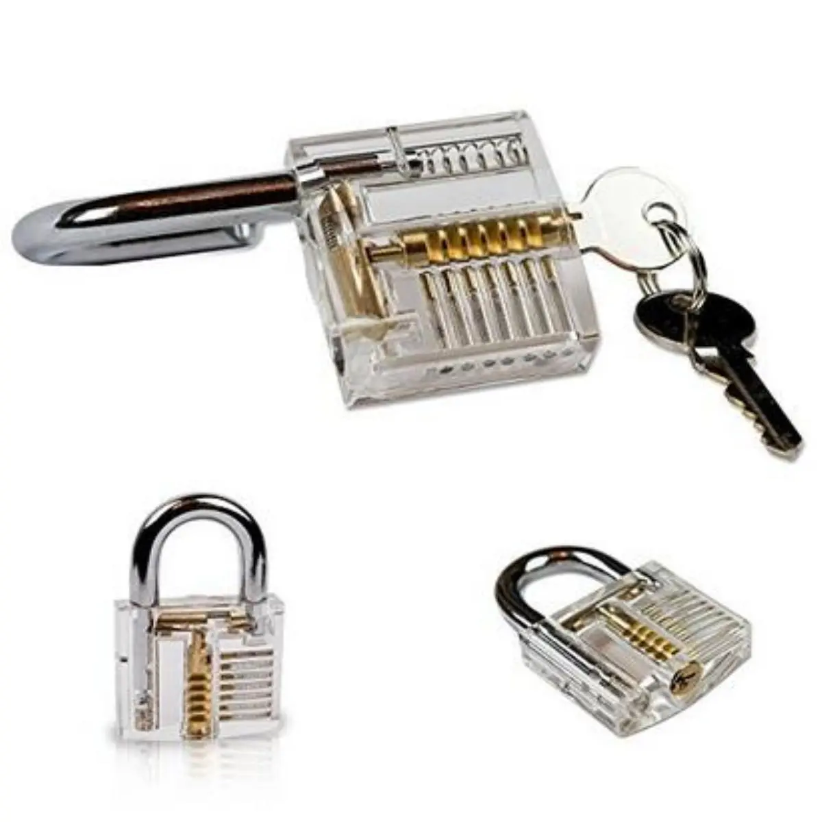 15Pcs Lock Picks Set Key Extractor Tool Unlocking Practice with Transparent Practice Padlock — view 6