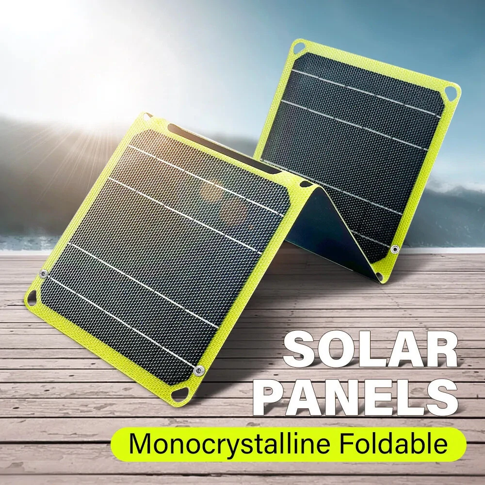 15W High Efficiency Solar Panel with Multiple Output Interfaces Compact Portable Folding Waterproof suitable for Outdoors Camping Hiking USB-C USB-A DC-output Models — view 2