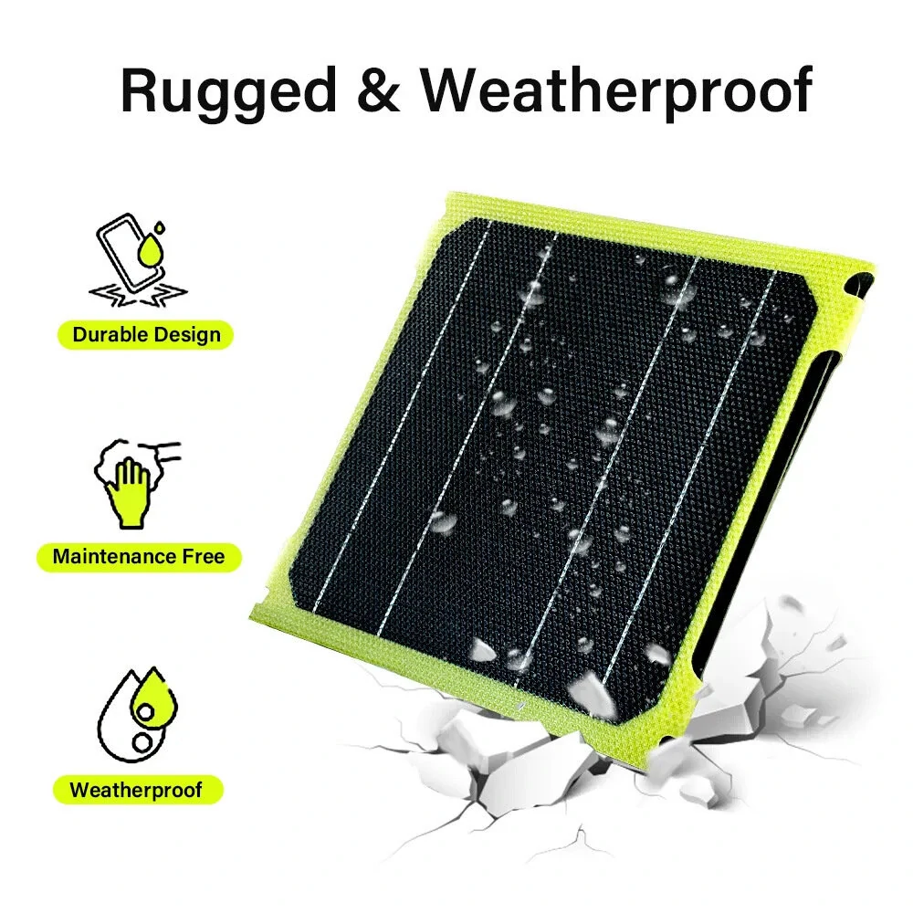15W High Efficiency Solar Panel with Multiple Output Interfaces Compact Portable Folding Waterproof suitable for Outdoors Camping Hiking USB-C USB-A DC-output Models — view 4