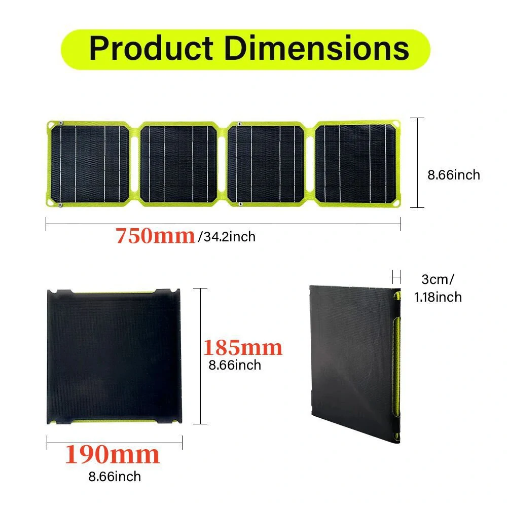 15W High Efficiency Solar Panel with Multiple Output Interfaces Compact Portable Folding Waterproof suitable for Outdoors Camping Hiking USB-C USB-A DC-output Models — view 7
