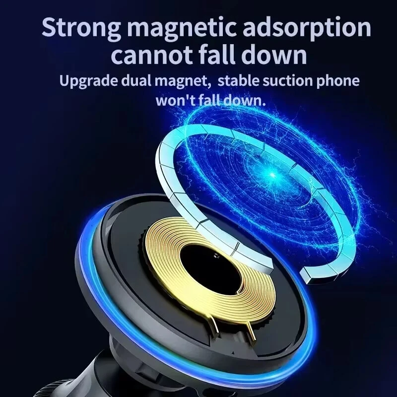 15W Magnetic Wireless Charger with Colorful Light/Monochrome 360° Rotary for iPhone 17 16 Pro 15 Pro Max 14 13 12 Macsafe Car Phone Holder Stand Mount Fast Charging Station — view 7