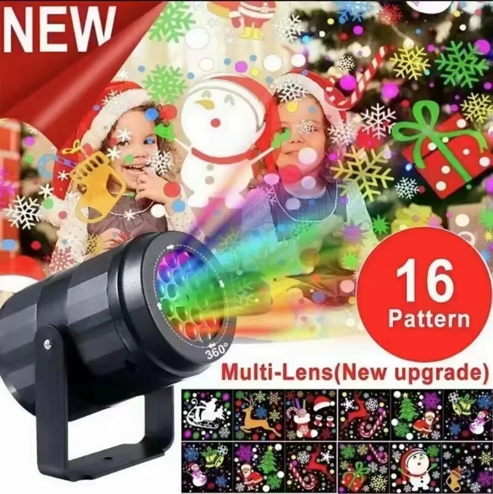 16 Patterns Projector LED Lights Christmas DJ Party LightsStage Light Indoor and Outdoor Decoration Laser Lamp Holiday Lighting — Pricio