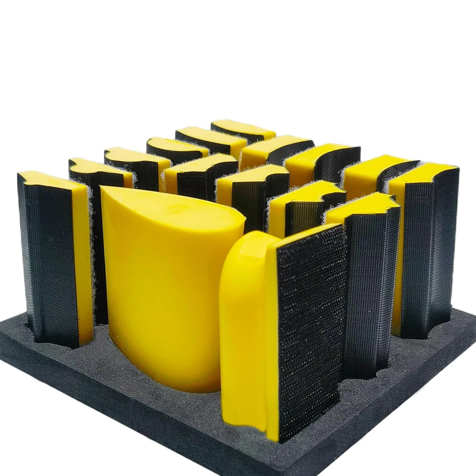 16 PCS Handheld Hand Sanding Blocks Set Hook and Loop Interchangeable Design for Diverse Applications Perfect for DIY Enthusiasts — image 1