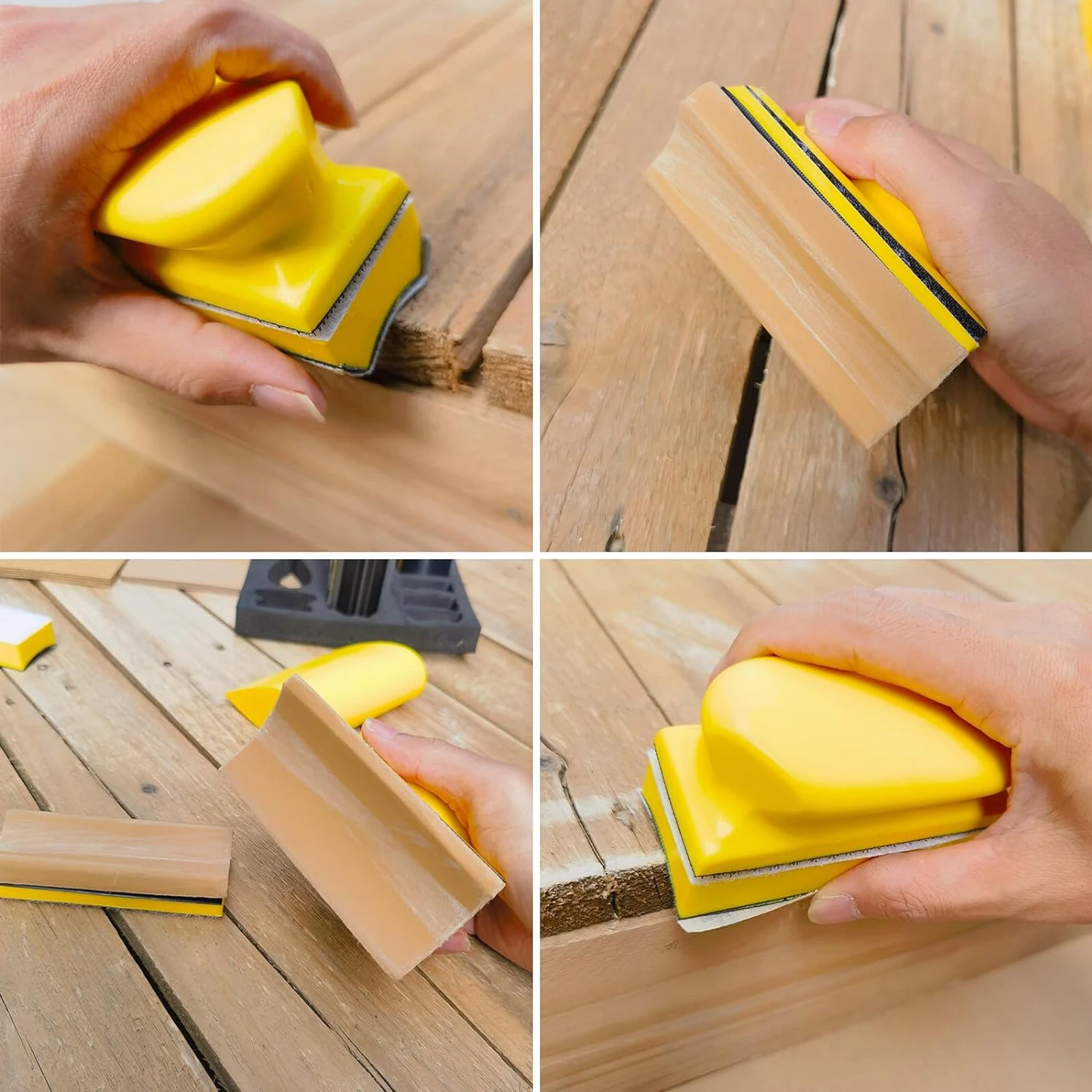 16 PCS Handheld Hand Sanding Blocks Set Hook and Loop Interchangeable Design for Diverse Applications Perfect for DIY Enthusiasts — view 4